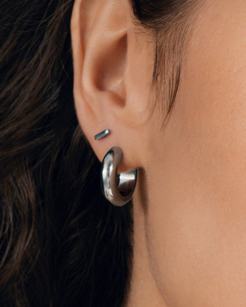 Minimal Bar Flat Back Studs in Silver — titanium — Rhokea
