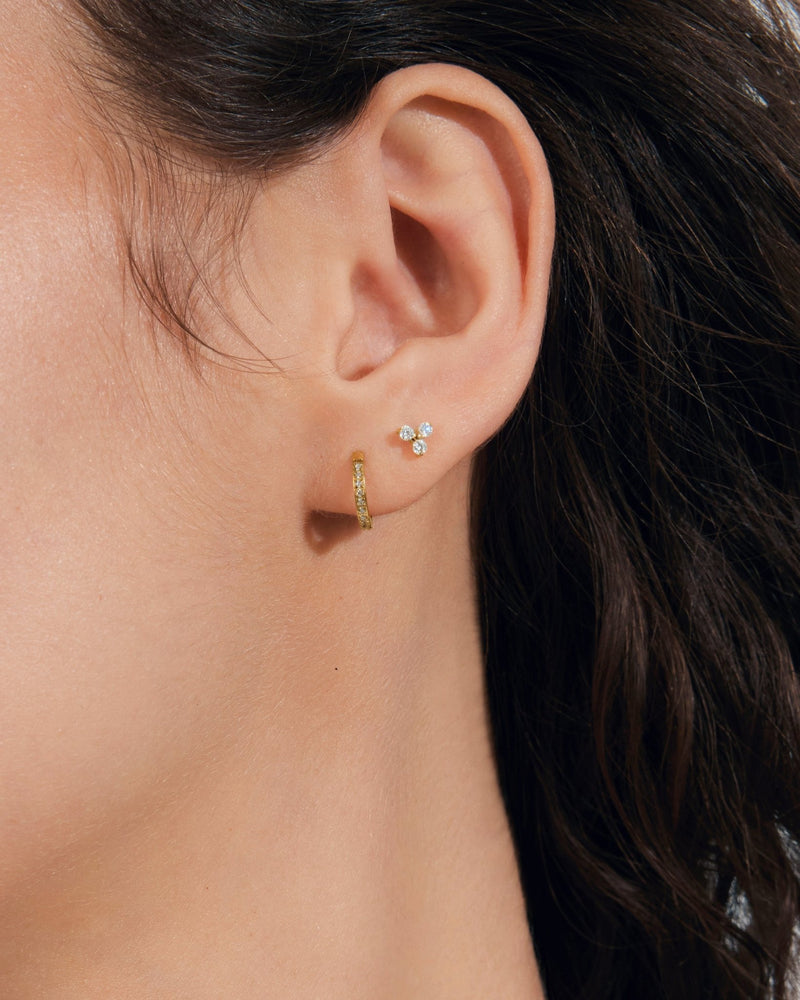 Trinity Solitaire Flat Back Studs in Gold — titanium — Rhokea