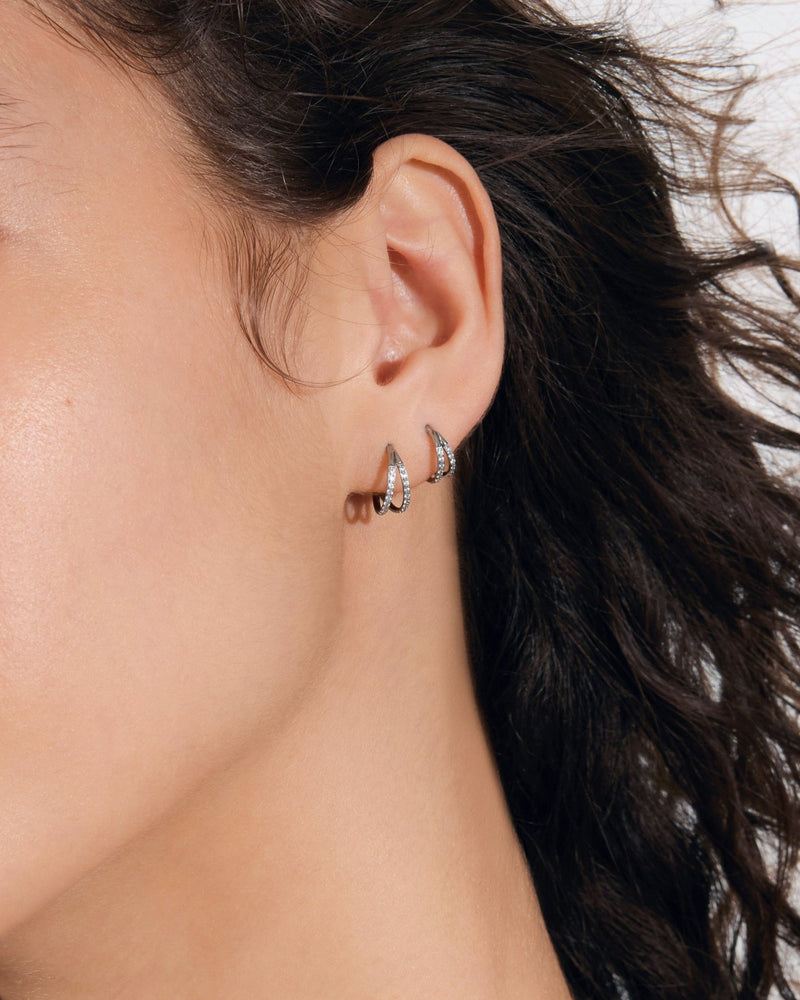 Duet Piercing Hoops in Silver — titanium — Rhokea
