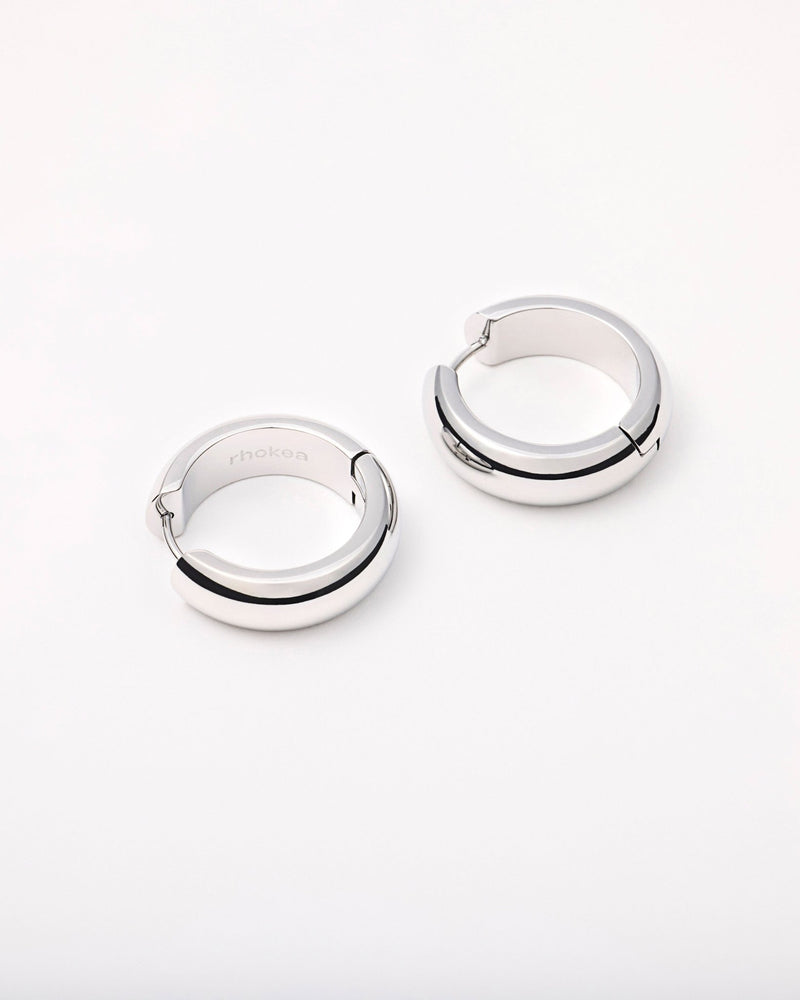 Large Bold Hoop Earrings in Silver — titanium — rhokea