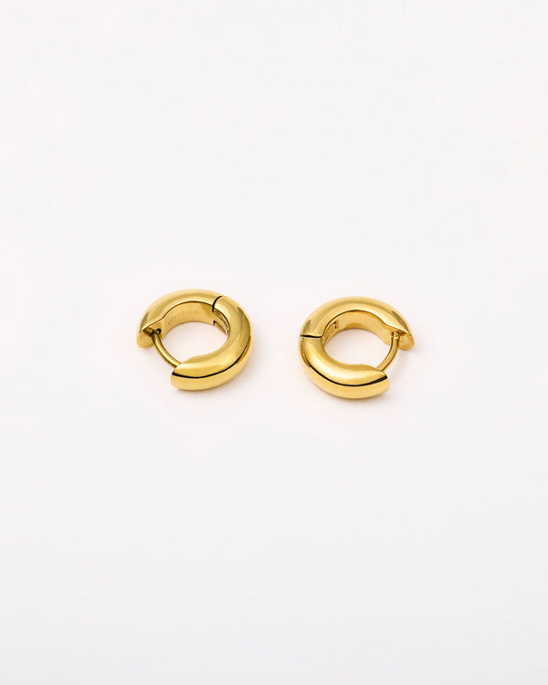 Small Bold Huggie Hoops in Gold — titanium — rhokea