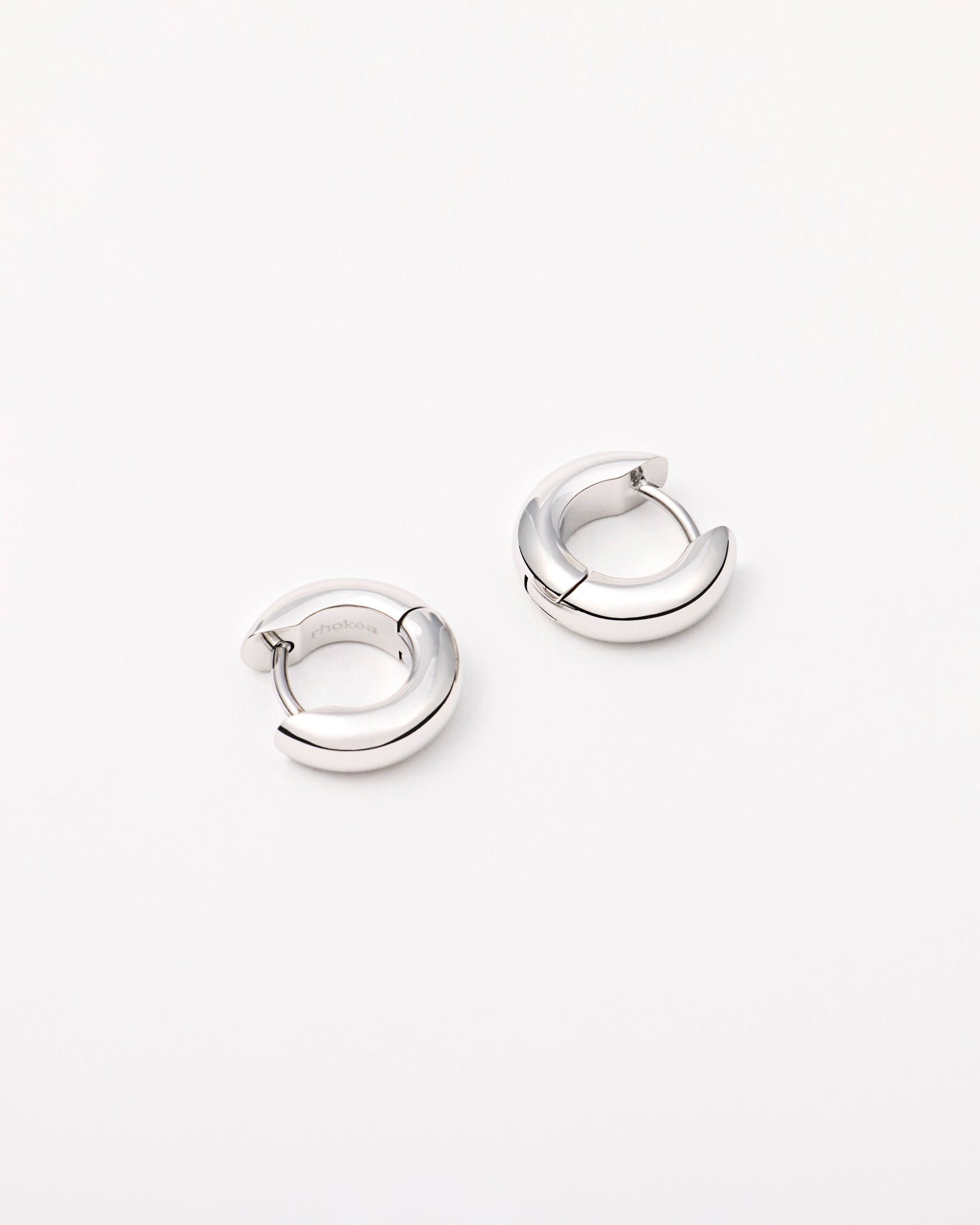 Small Bold Huggie Hoops in Silver