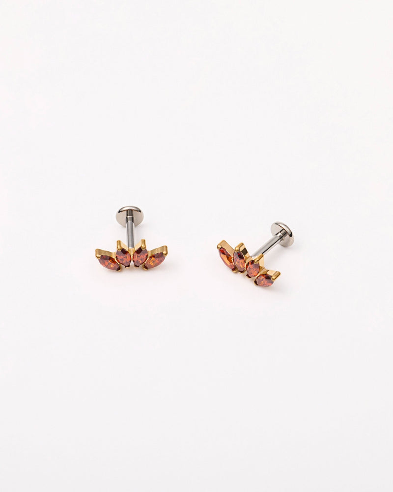 Ruby Quartet Marquise Flat Back Studs in Gold — titanium — rhokea
