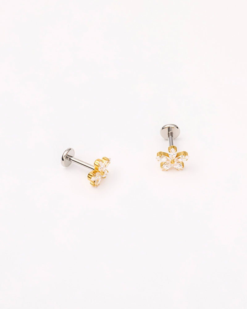 Flower Flat Back Studs in Gold — titanium — rhokea