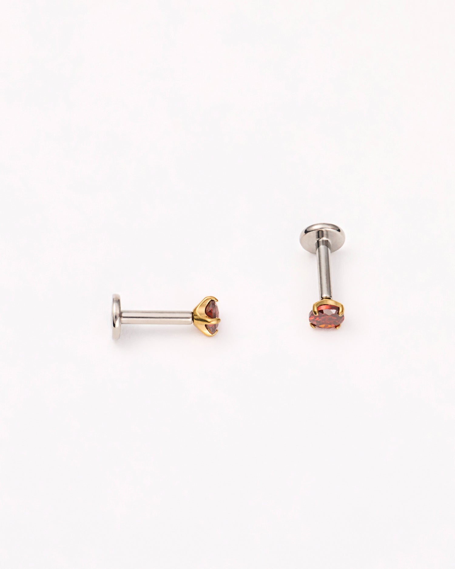 Ruby Solitaire Flat Back Studs in Gold
