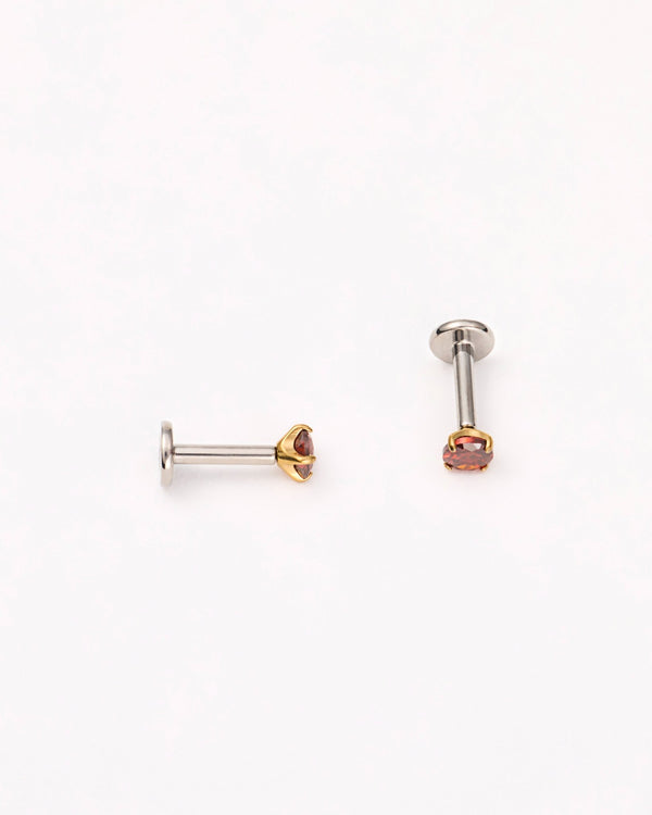 Ruby Solitaire Flat Back Studs in Gold — titanium — rhokea