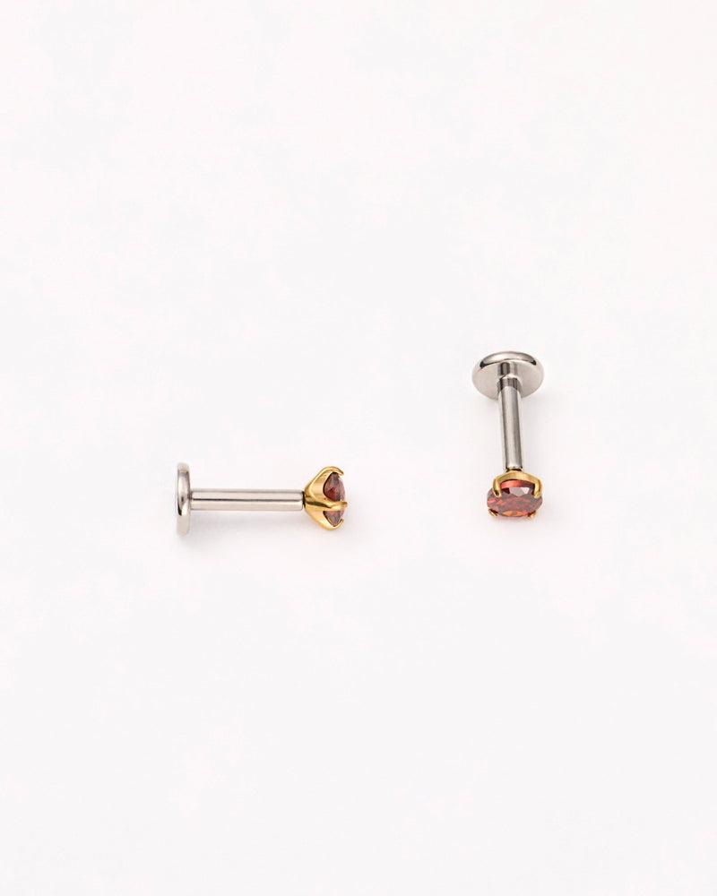 Ruby Solitaire Flat Back Studs in Gold — titanium — rhokea