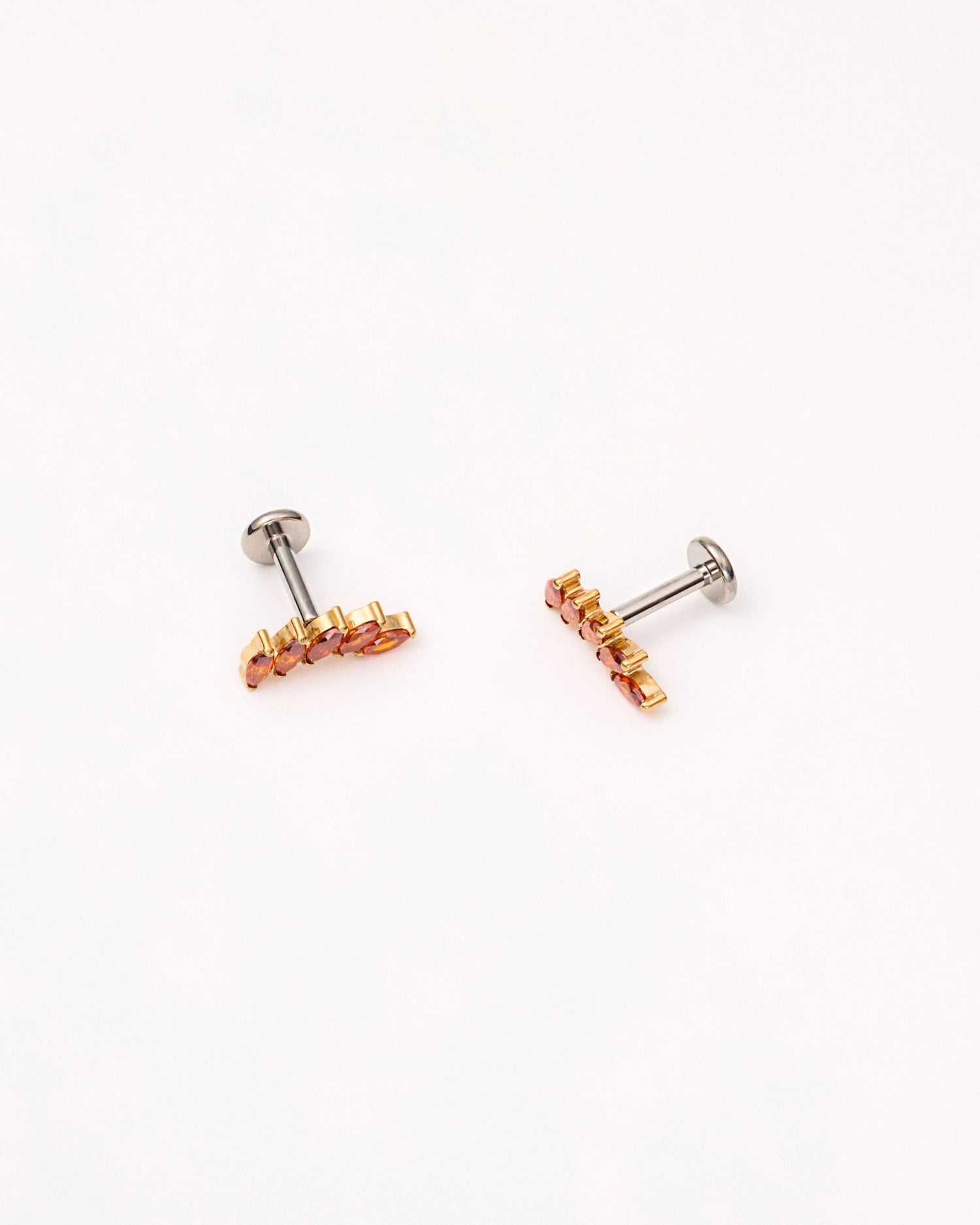 Ruby Quintet Marquise Flat Back Studs in Gold — titanium — rhokea