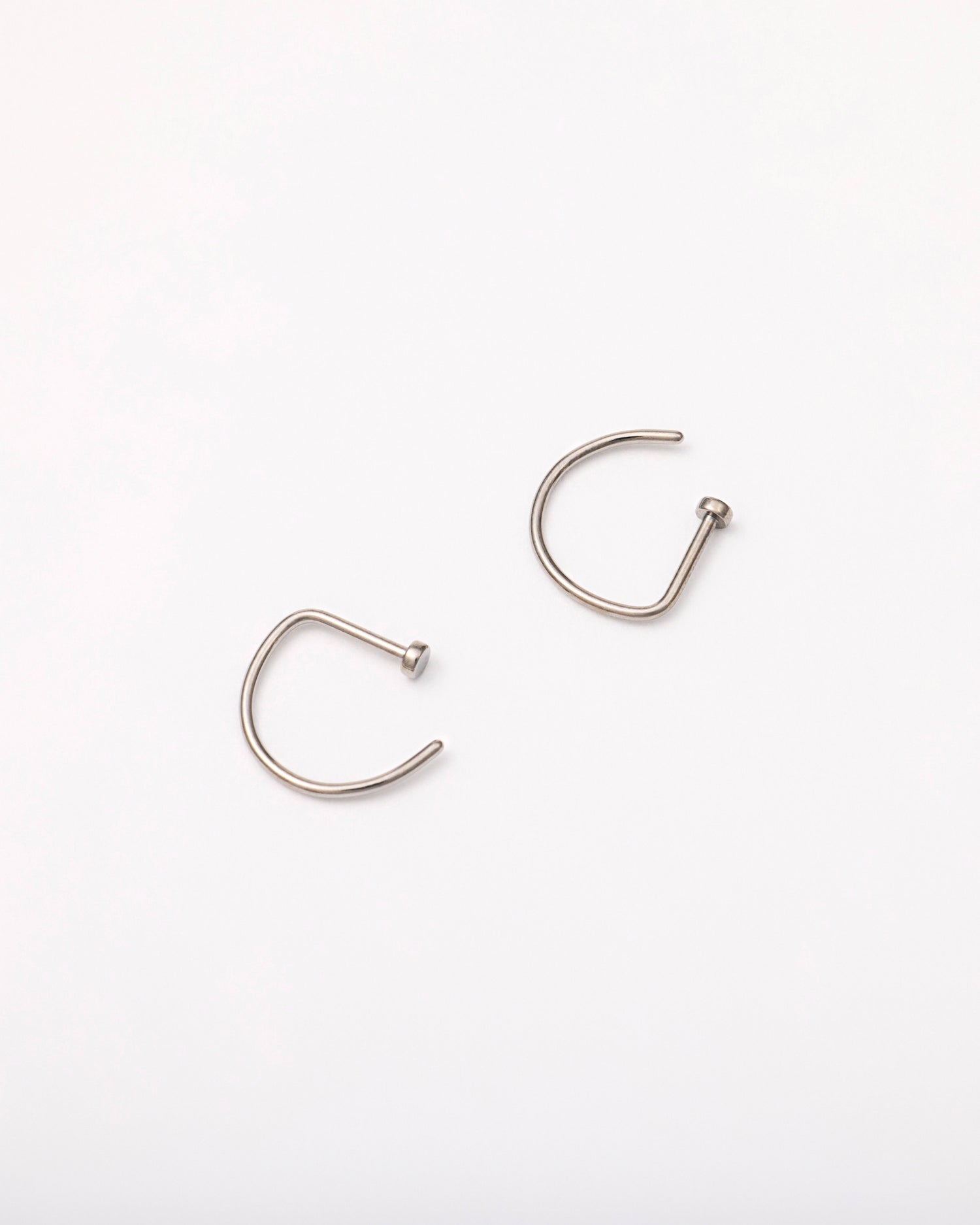 D-Shape Nose Hoops in Silver