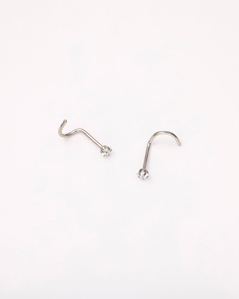 Star Screw Nose Studs in Silver — titanium — rhokea