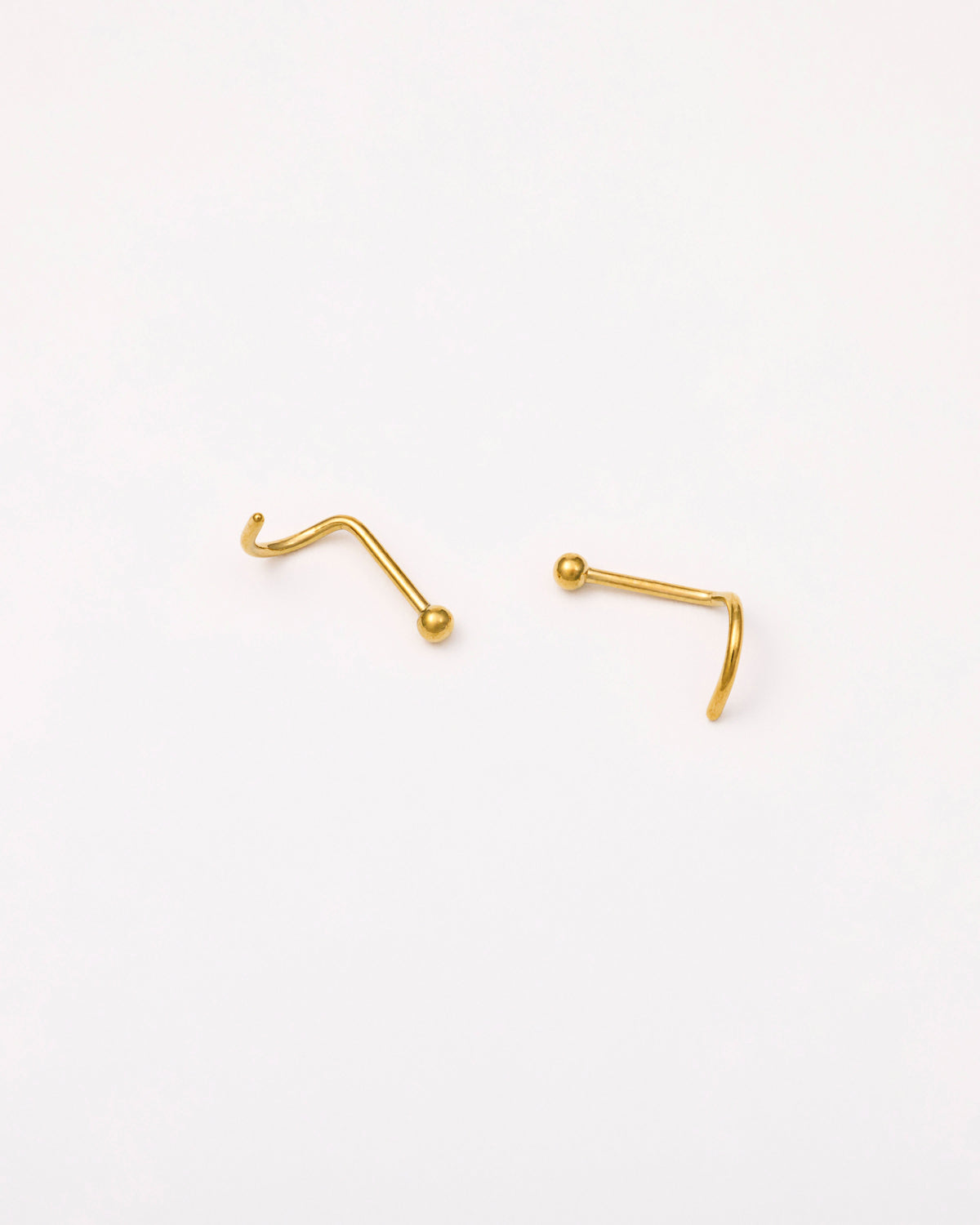 Ball Screw Nose Studs in Gold
