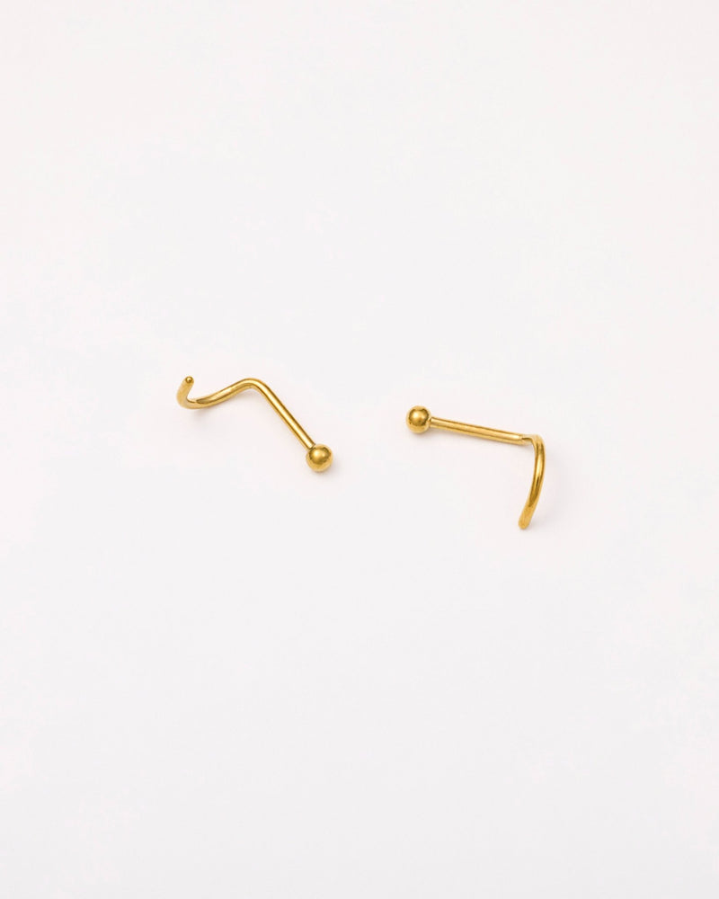 Ball Screw Nose Studs in Gold — titanium — rhokea
