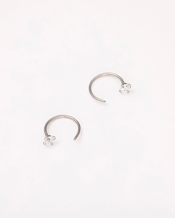 C-Shape Nose Hoops in Silver — titanium — rhokea