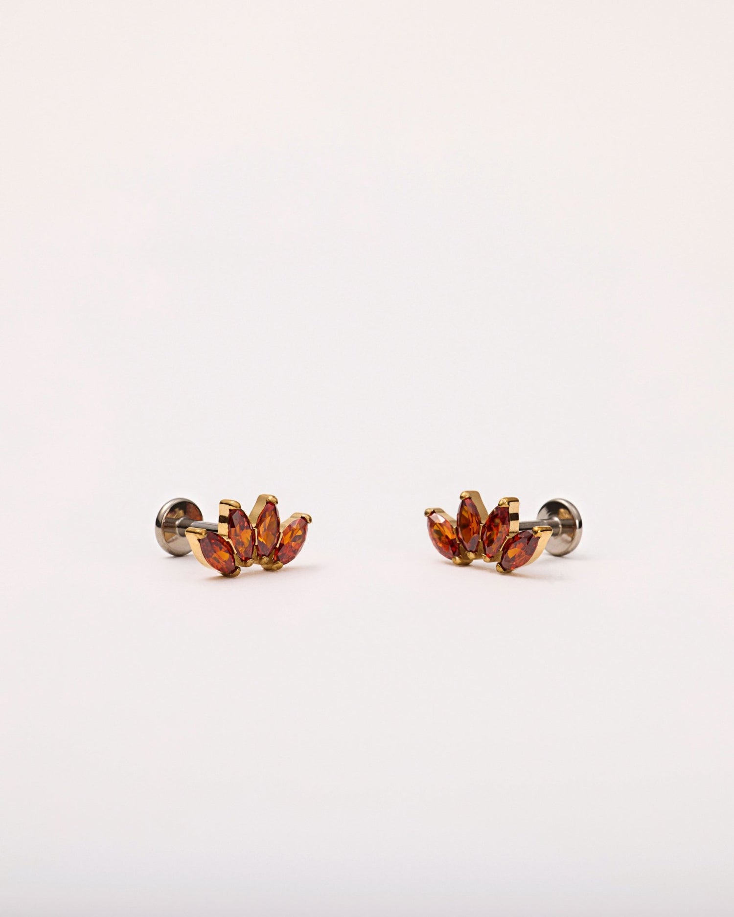 Ruby Quartet Marquise Flat Back Studs in Gold — titanium — rhokea