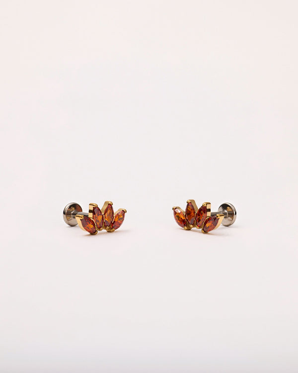 Ruby Quartet Marquise Flat Back Studs in Gold — titanium — rhokea