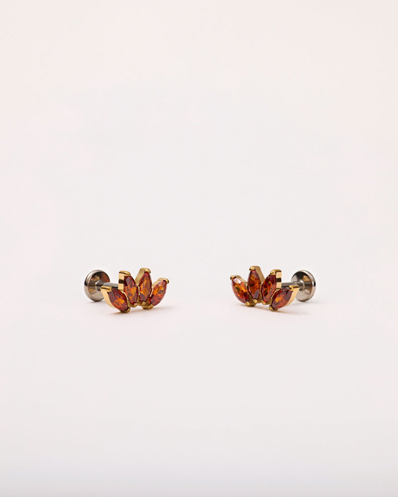 Ruby Quartet Marquise Flat Back Studs in Gold — titanium — rhokea