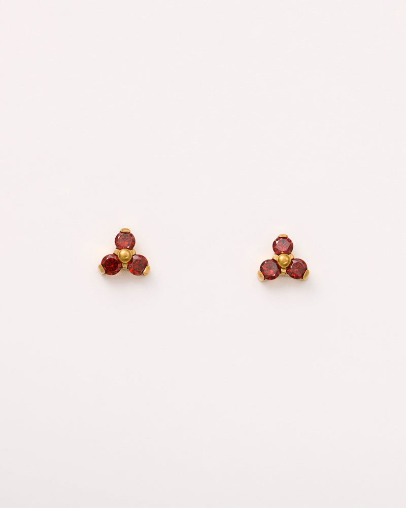 Ruby Trinity Solitaire Flat Back Studs in Gold — titanium — rhokea