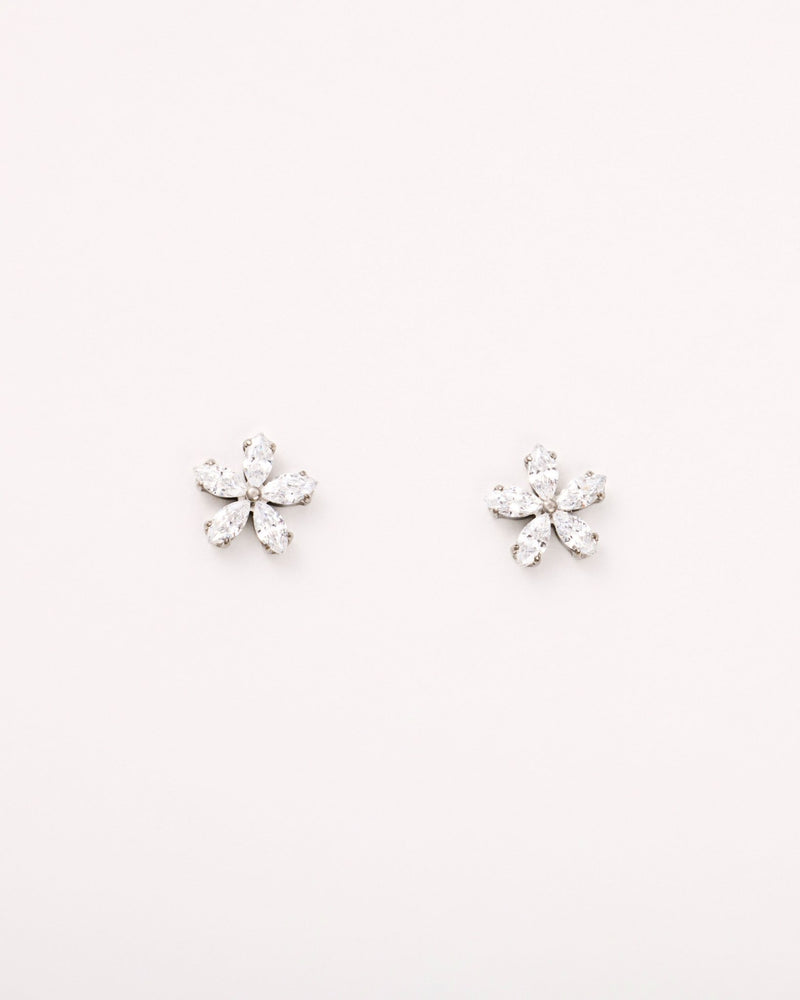 Flower Flat Back Studs in Silver — titanium — rhokea
