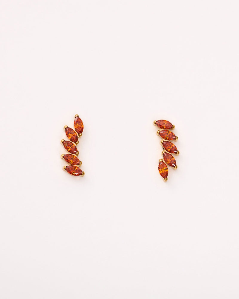 Ruby Quintet Marquise Flat Back Studs in Gold — titanium — rhokea