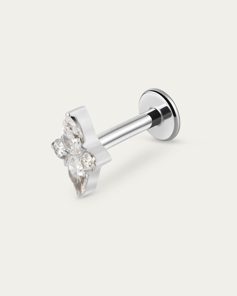 Radiant Cluster Stud in Silver — titanium — Rhokea
