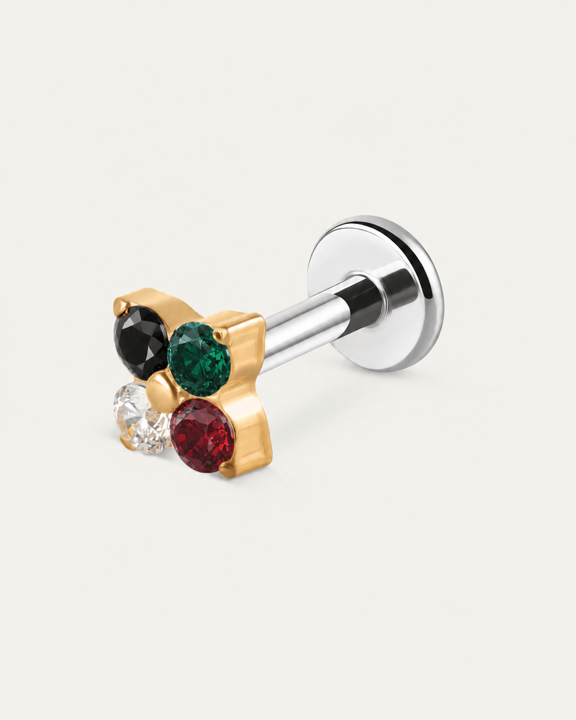 Palestine Quartet Cluster Flat Back Studs in Gold — titanium — rhokea