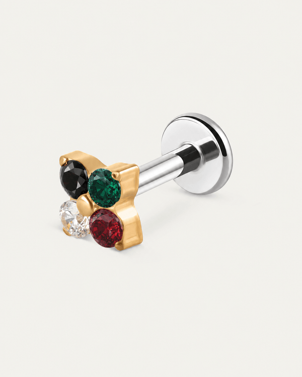 Palestine Quartet Cluster Flat Back Studs in Gold — titanium — rhokea
