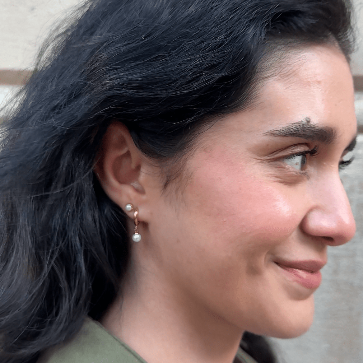 Ethereal Pearl Hoops in Gold — titanium — Rhokea