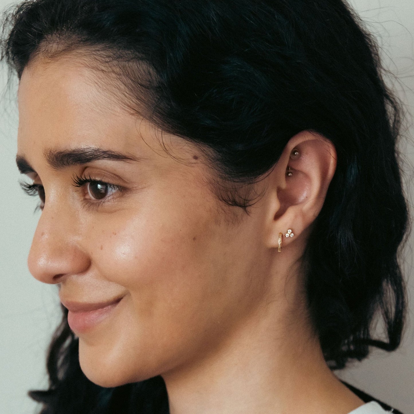 Trinity Solitaire Studs in Gold — titanium — Rhokea