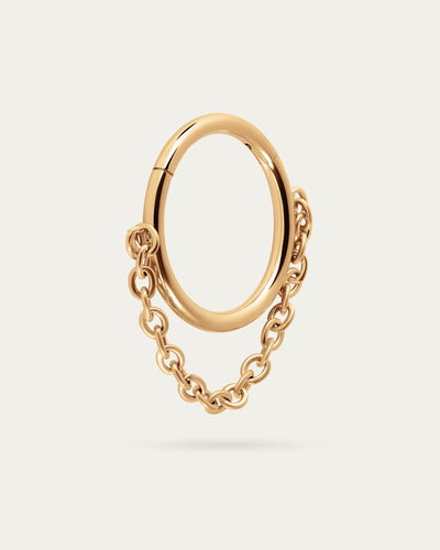 Chain Detail Piercing Hoop in Gold