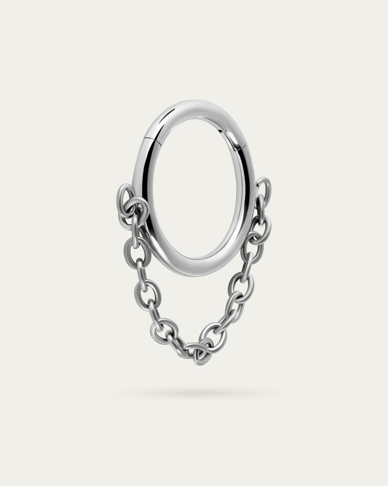 Chain Hoop In Silver — titanium — Rhokea