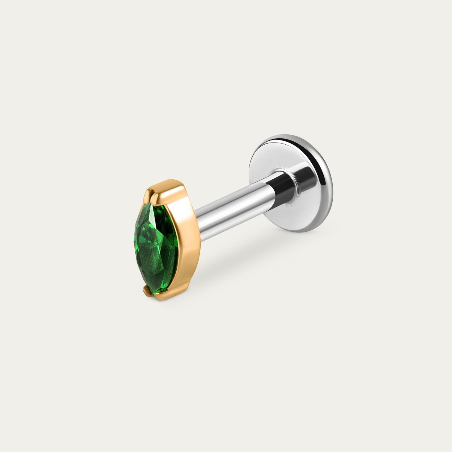 Emerald Marquise Stud in Gold — titanium — Rhokea