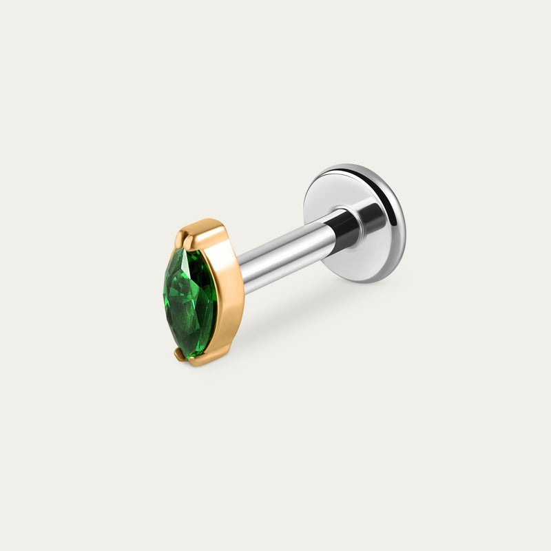 Emerald Marquise Stud in Gold — titanium — Rhokea