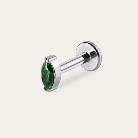 Emerald Marquise Stud in Silver