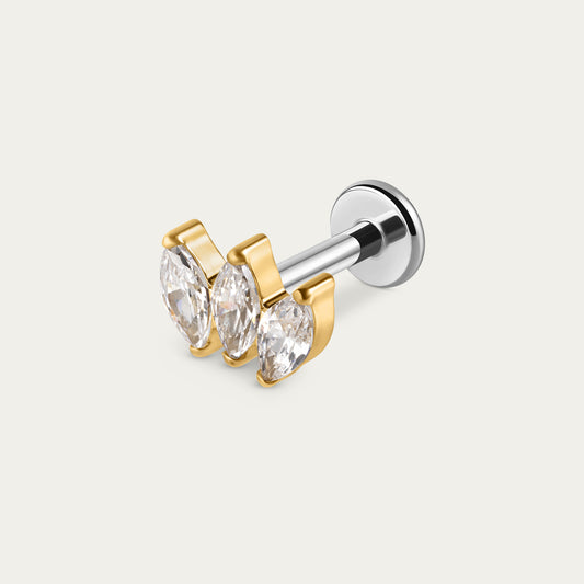 Trinity Marquise Stud in Gold