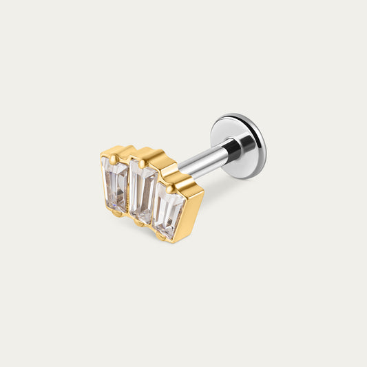 Trinity Baguette Stud in Gold