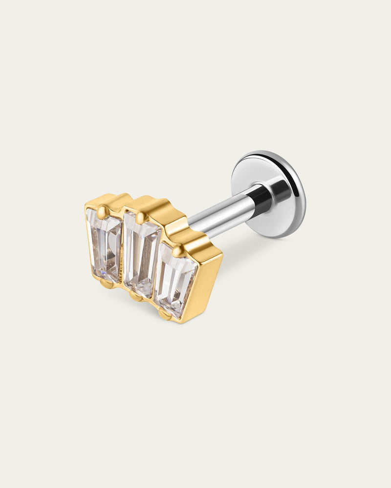 Trinity Baguette Stud in Gold — titanium — Rhokea