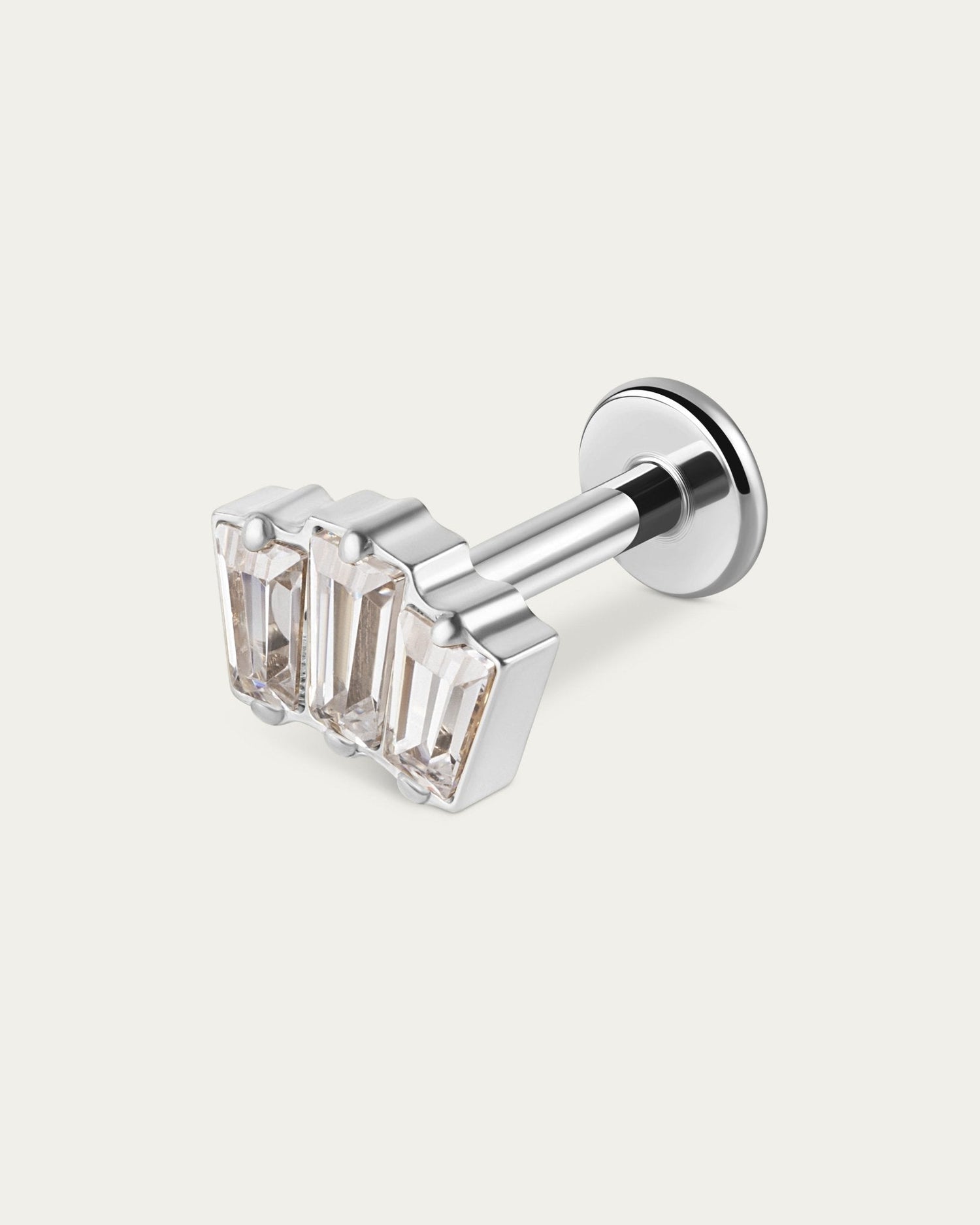 Trinity Baguette Stud in Silver — titanium — Rhokea