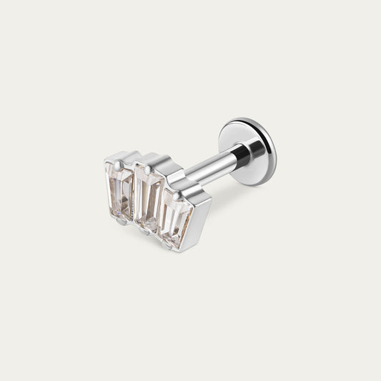 Trinity Baguette Stud in Silver