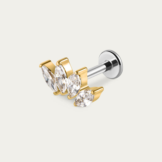 Quartet Marquise Stud in Gold