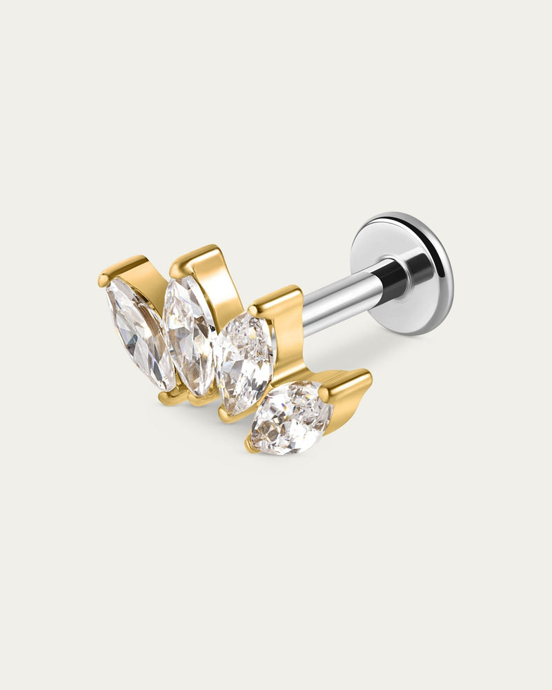 Quartet Marquise Stud in Gold — titanium — Rhokea