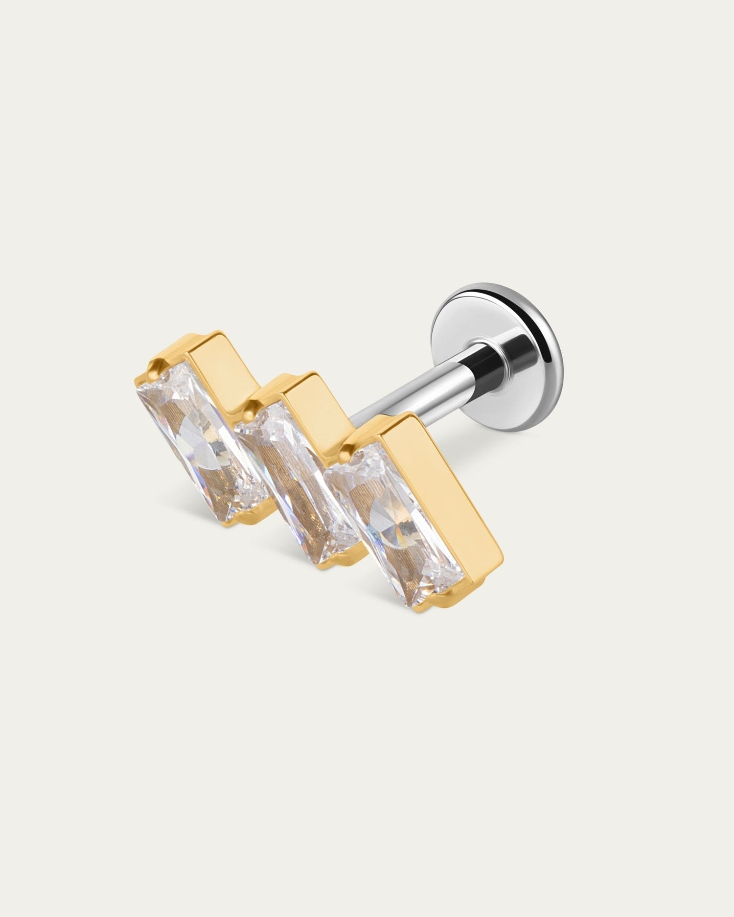 Trinity Emerald - Cut Stud in Gold — titanium — Rhokea