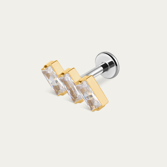 Trinity Emerald-Cut Stud in Gold