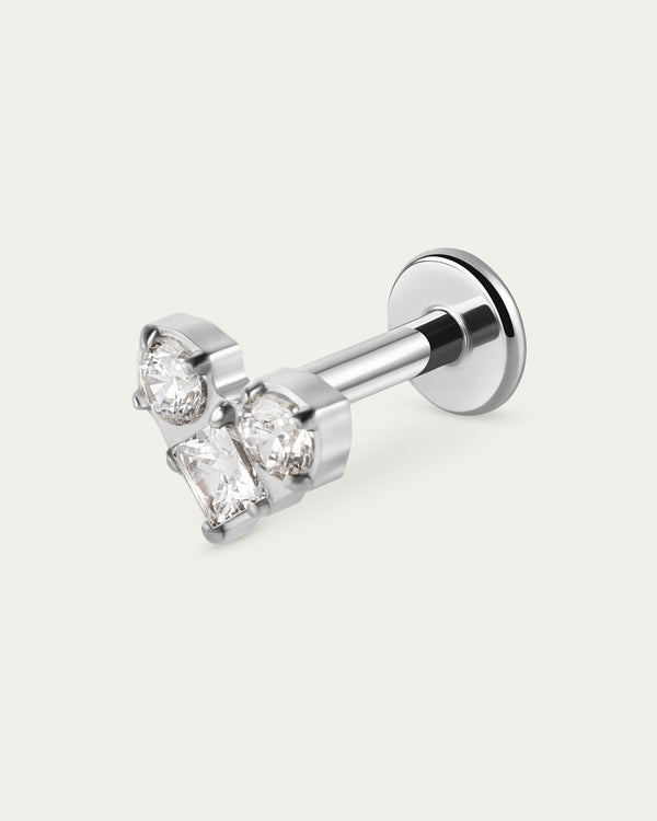 Prism Heart Stud in Silver — titanium — Rhokea