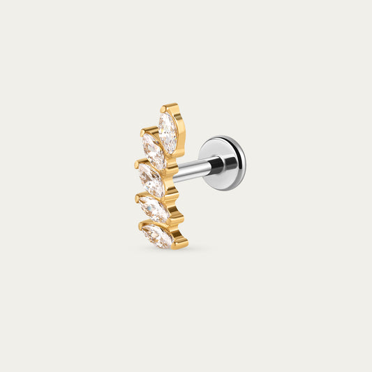 Quintet Marquise Stud in Gold