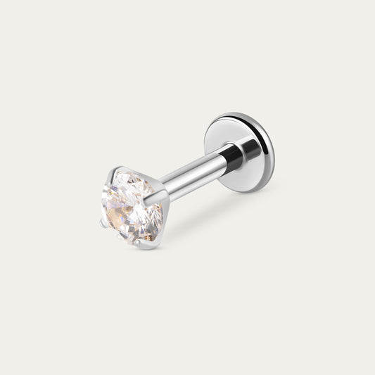 Diamond Solitaire Stud in Silver