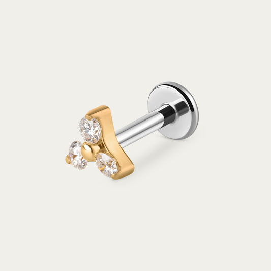 Diamond Trinity Solitaire Stud in Gold