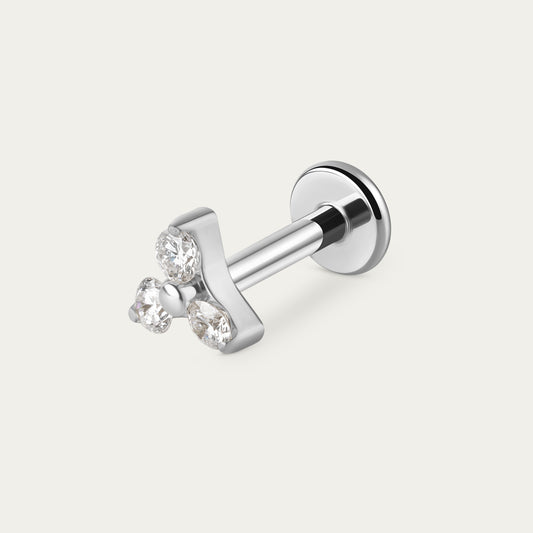 Diamond Trinity Solitaire Stud in Silver