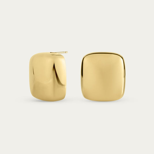 Linear Square Stud Earrings in Gold — titanium — Rhokea