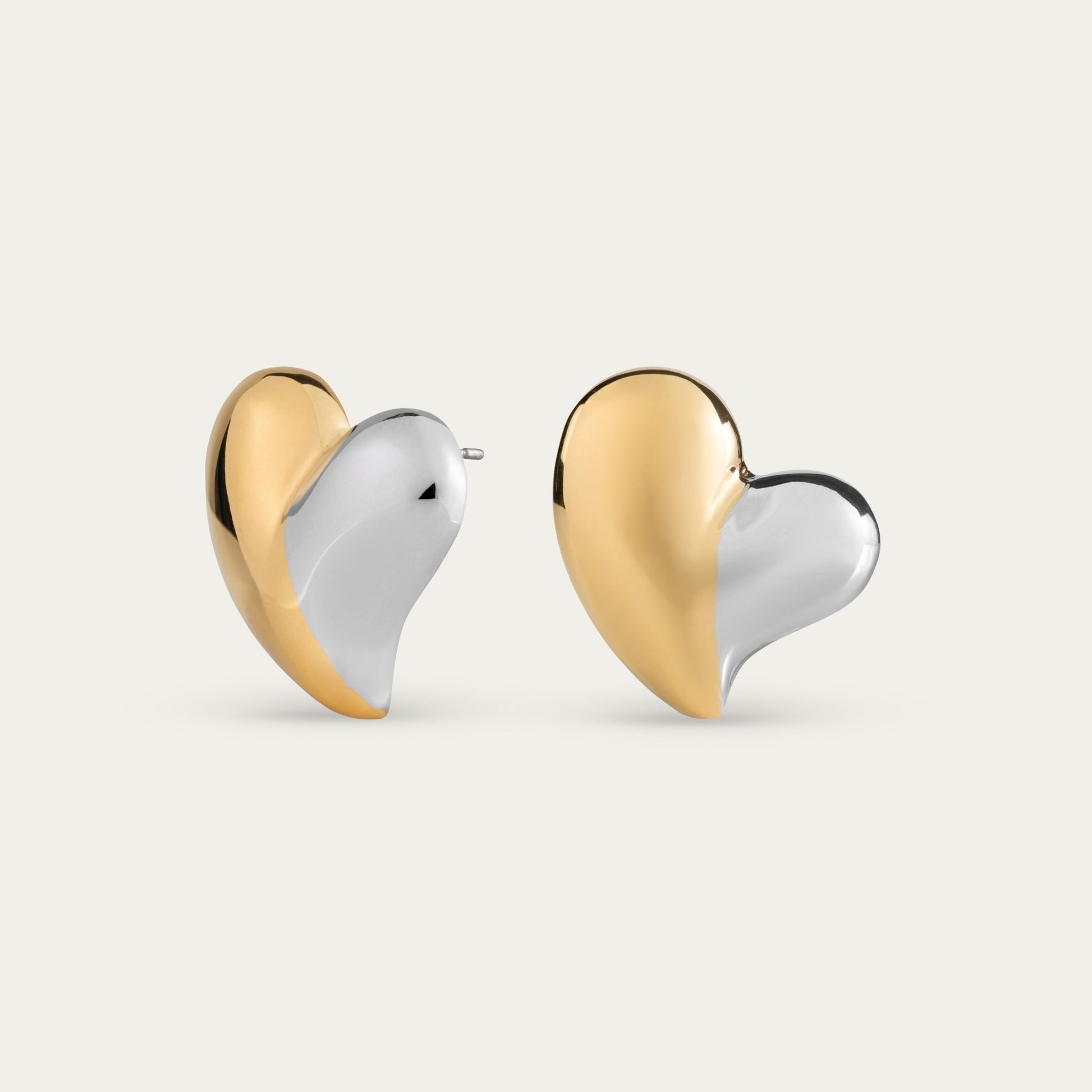 Affinity Heart Stud Earrings in Two - Tone — titanium — Rhokea