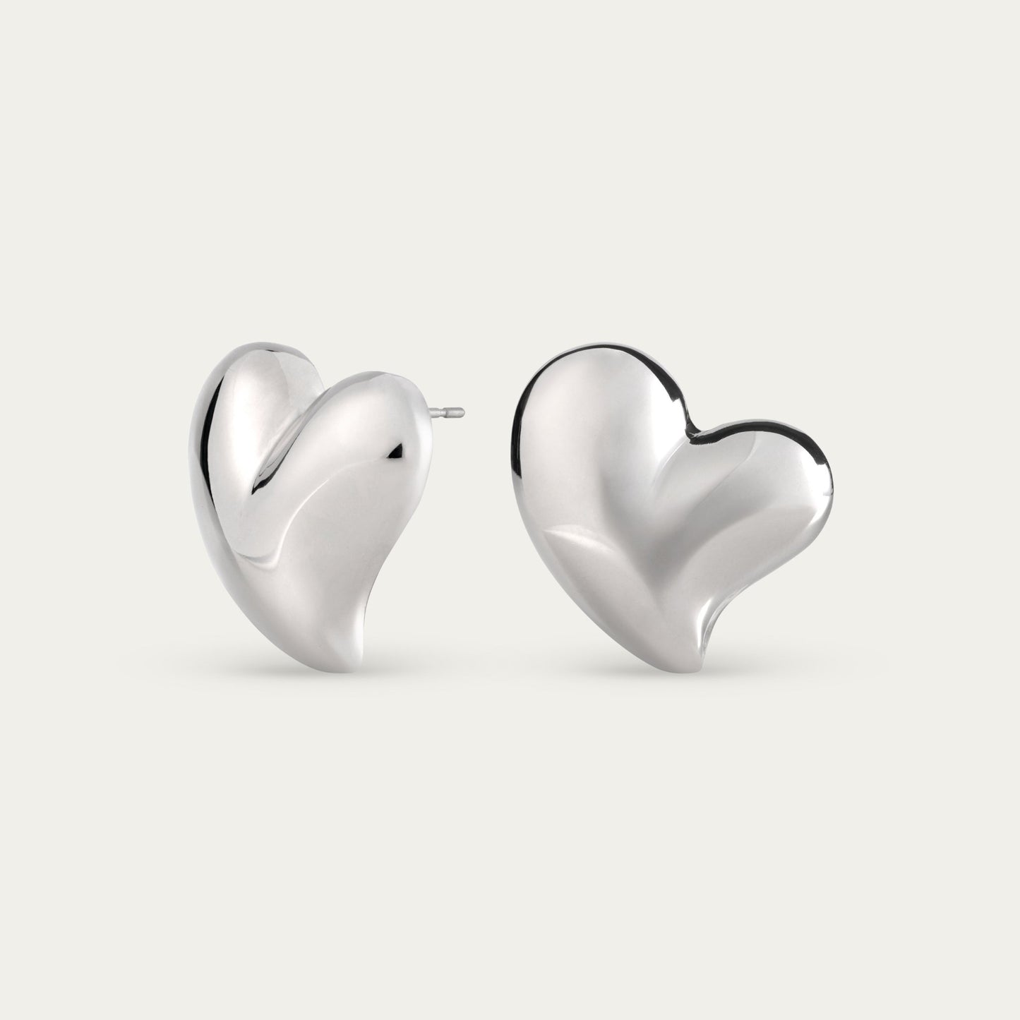 Affinity Heart Stud Earrings in Silver — titanium — Rhokea